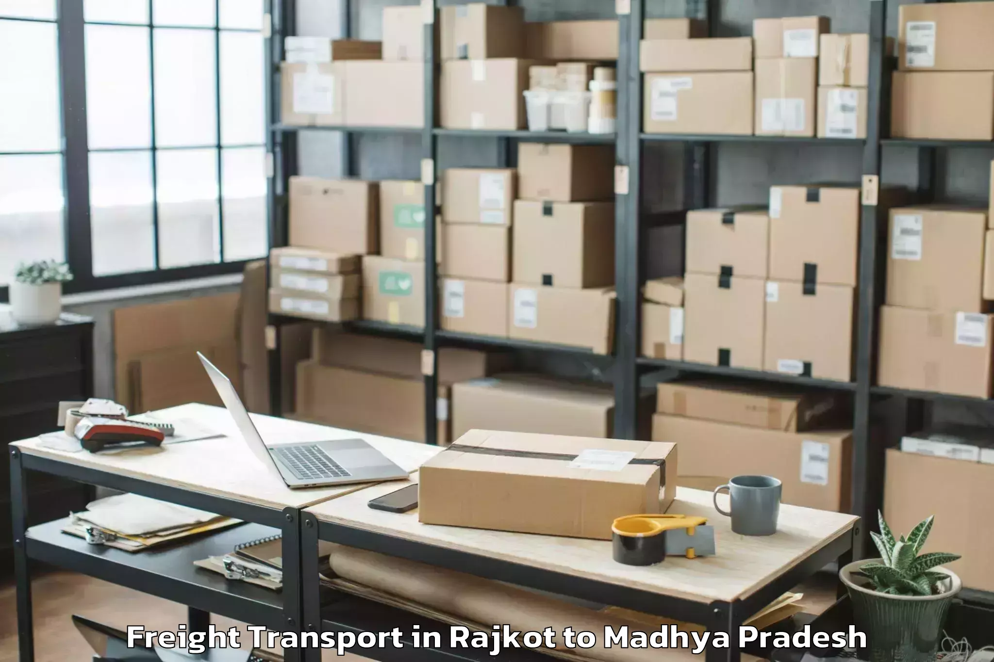 Top Rajkot to Dabra Pichhore Freight Transport Available